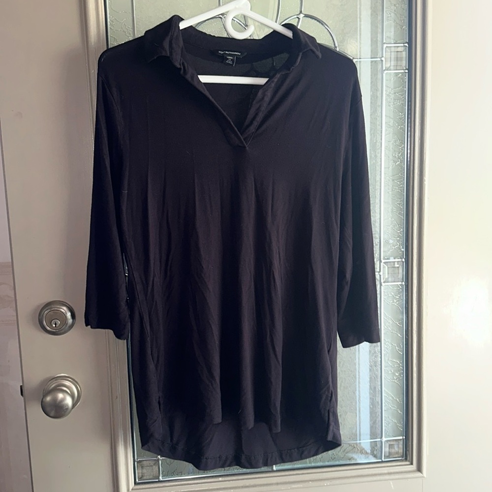 Women’s Black Medium Port Authority Quarter Sleeve Blouse